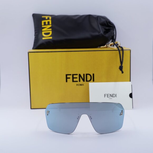 Fendi FE4121US 30X Shield Sunglasses - Endura Gold/Blue Mirror - Picture 2 of 10
